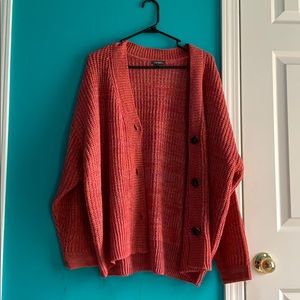 Pink, orange, white knit sweater